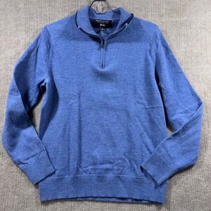 Banana Republic Mens Blue Merino Wool 1/4 Zip Sweater Sz M Italian Yarn Baruffa